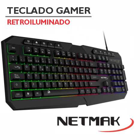 TECLADO GAMER RETROILUMINADO USB MULTIMEDIA NETMAK