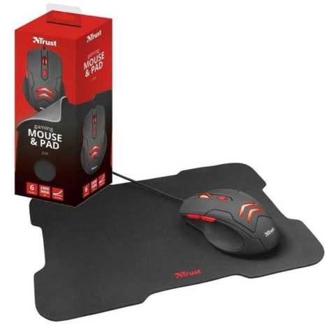MOUSE USB GAMER + PAD GAMER 220 X 300 MM TRUST ZIVA